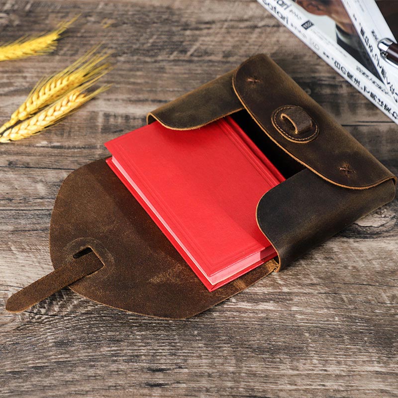 Vintage Aufbewahrungstasche Umschlagform Bucheinband aus echtem Leder