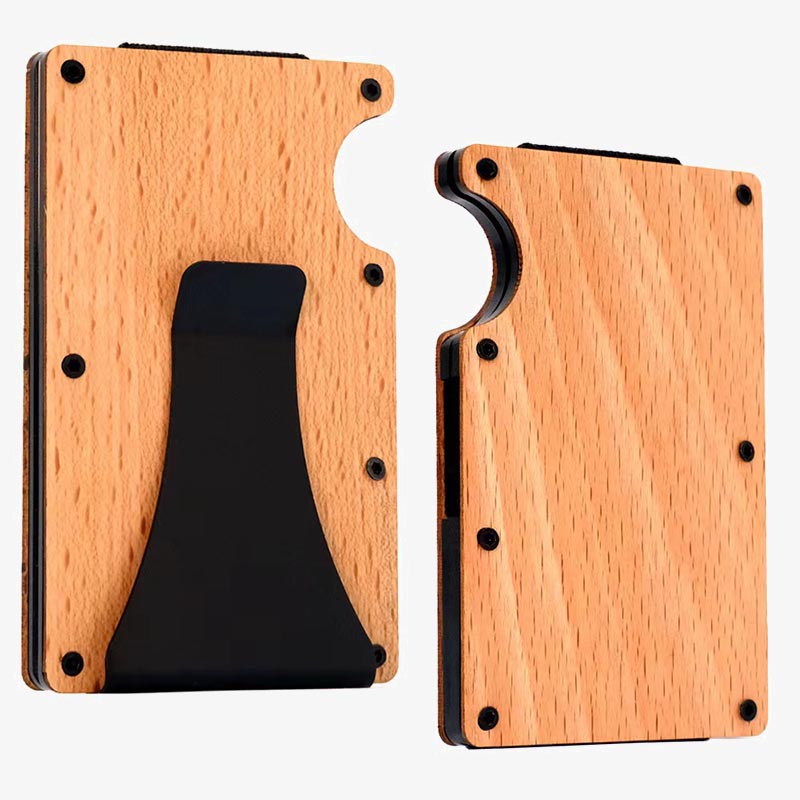 RFID-Kartenhalter aus Holz für Damen und Herren, Legierung, große Geldklammer