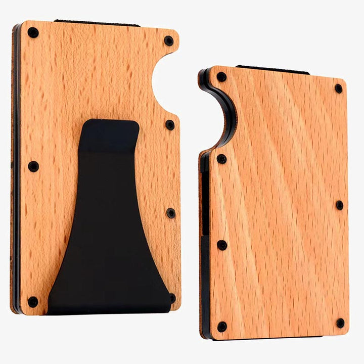 RFID-Kartenhalter aus Holz für Damen und Herren, Legierung, große Geldklammer
