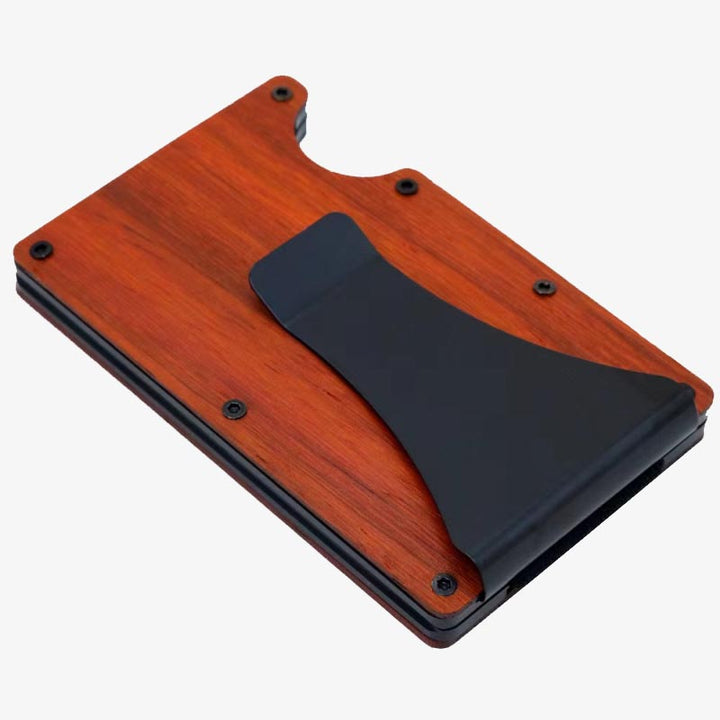 RFID-Kartenhalter aus Holz für Damen und Herren, Legierung, große Geldklammer