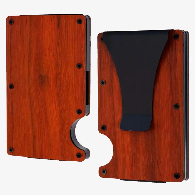 RFID-Kartenhalter aus Holz für Damen und Herren, Legierung, große Geldklammer
