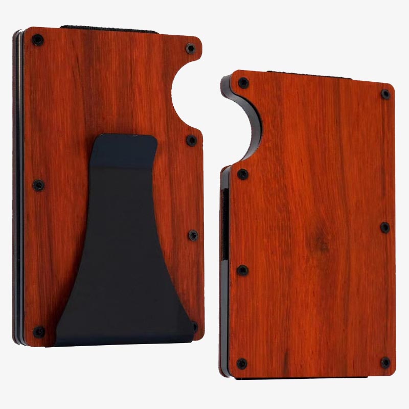 RFID-Kartenhalter aus Holz für Damen und Herren, Legierung, große Geldklammer