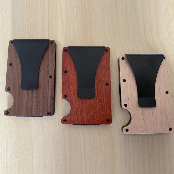 RFID-Kartenhalter aus Holz für Damen und Herren, Legierung, große Geldklammer