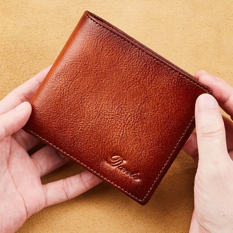 Retro-Geldbörse aus dreifach gefaltetem Leder für Herren mit RFID-blockierender Geldbörse