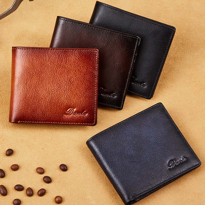 Retro-Geldbörse aus dreifach gefaltetem Leder für Herren mit RFID-blockierender Geldbörse