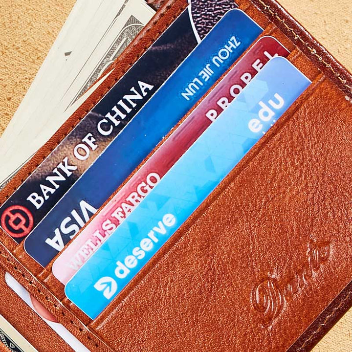 Retro-Geldbörse aus dreifach gefaltetem Leder für Herren mit RFID-blockierender Geldbörse