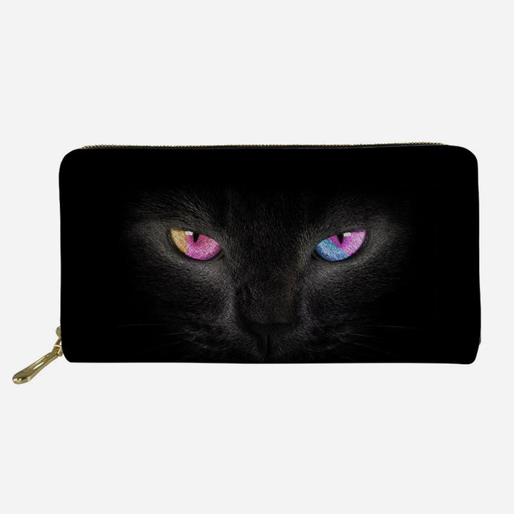 Lustige Tieraugen-Geldbörse, lange Clutch aus Leder für Damen