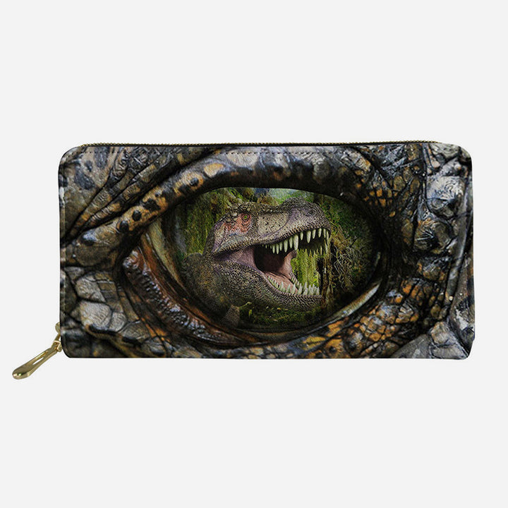 Lustige Tieraugen-Geldbörse, lange Clutch aus Leder für Damen