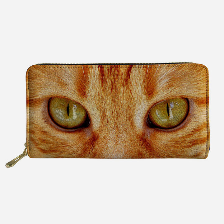 Lustige Tieraugen-Geldbörse, lange Clutch aus Leder für Damen