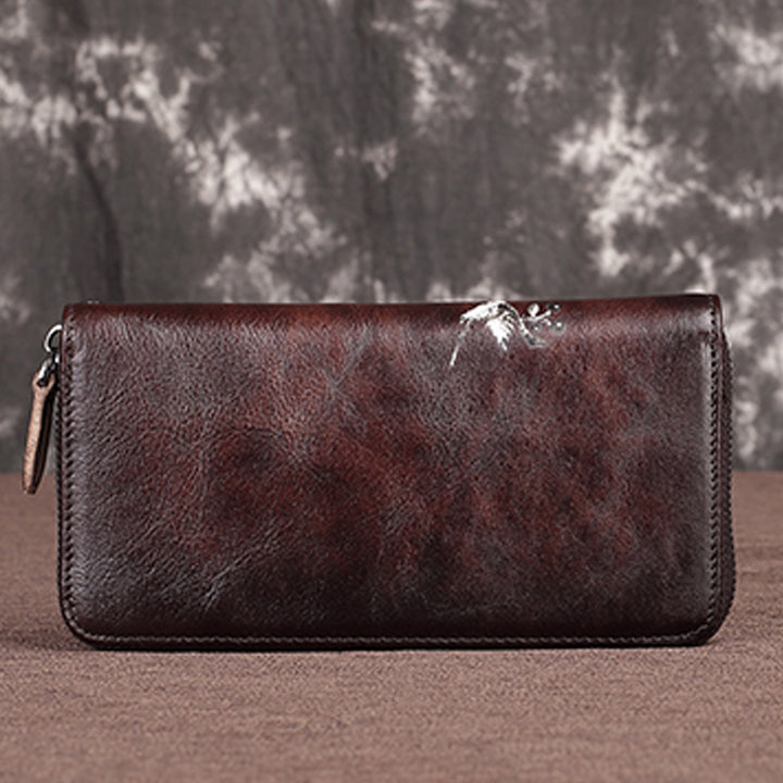 Süße Eulen-Geldbörse, lange Retro-Clutch aus echtem Leder