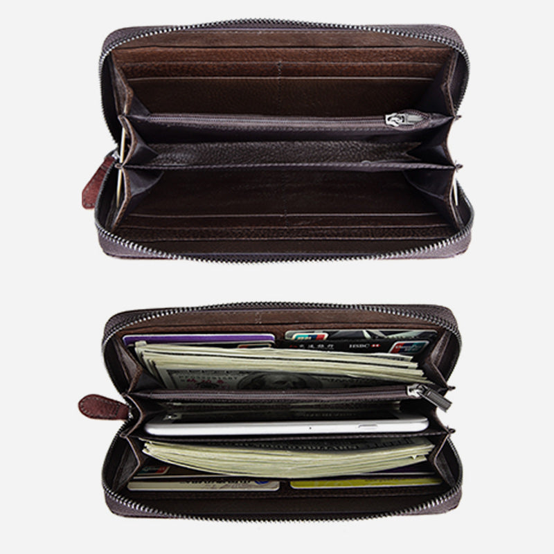 Süße Eulen-Geldbörse, lange Retro-Clutch aus echtem Leder