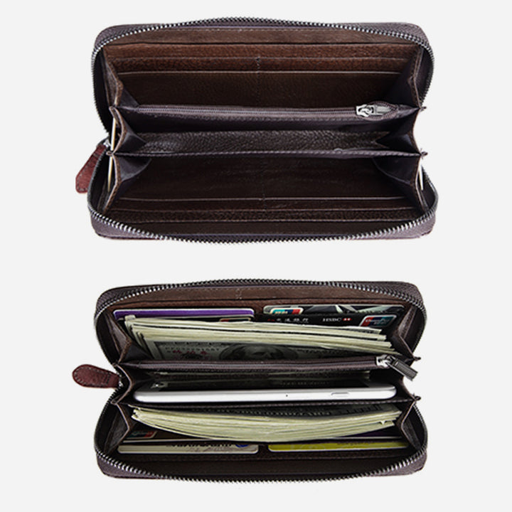 Süße Eulen-Geldbörse, lange Retro-Clutch aus echtem Leder