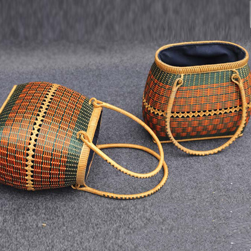 Bambus Handtasche Stroh gewebt Rattan Geldbörse Korb Tasche für Frauen