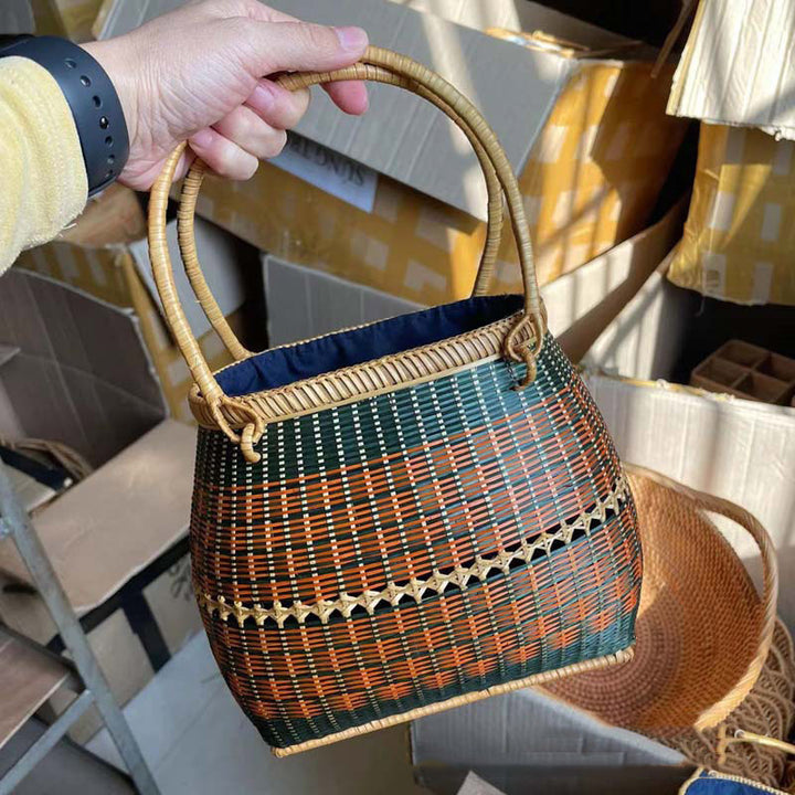 Bambus Handtasche Stroh gewebt Rattan Geldbörse Korb Tasche für Frauen