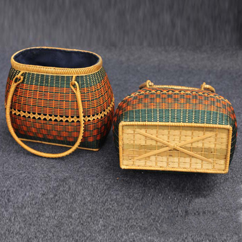 Bambus Handtasche Stroh gewebt Rattan Geldbörse Korb Tasche für Frauen