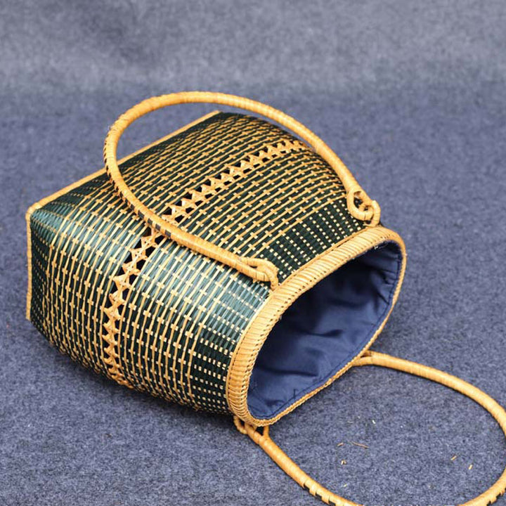 Bambus Handtasche Stroh gewebt Rattan Geldbörse Korb Tasche für Frauen