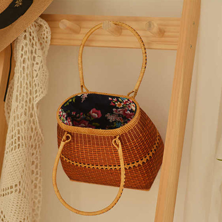 Bambus Handtasche Stroh gewebt Rattan Geldbörse Korb Tasche für Frauen