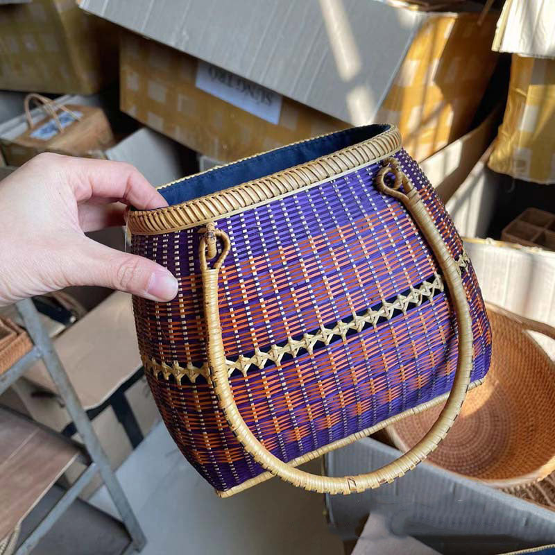 Bambus Handtasche Stroh gewebt Rattan Geldbörse Korb Tasche für Frauen