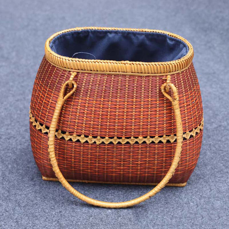 Bambus Handtasche Stroh gewebt Rattan Geldbörse Korb Tasche für Frauen