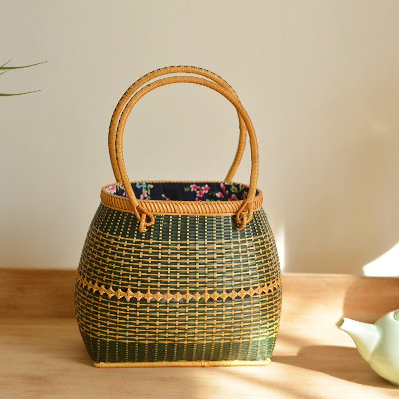 Bambus Handtasche Stroh gewebt Rattan Geldbörse Korb Tasche für Frauen