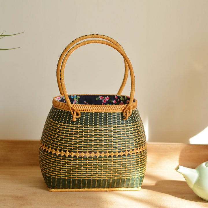 Bambus Handtasche Stroh gewebt Rattan Geldbörse Korb Tasche für Frauen