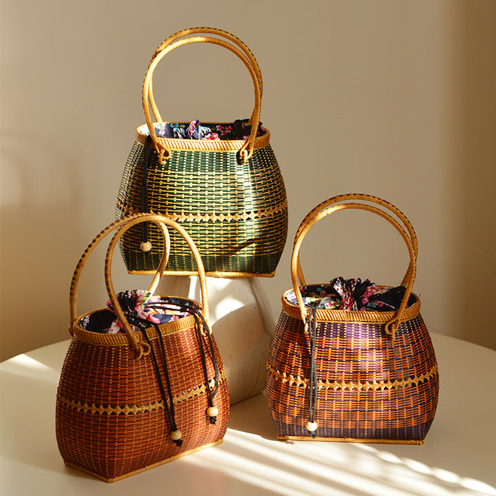 Bambus Handtasche Stroh gewebt Rattan Geldbörse Korb Tasche für Frauen