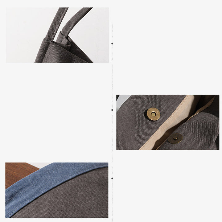 Vintage Canvas Bucket Bag Farbkontrast Umhängetasche für Damen