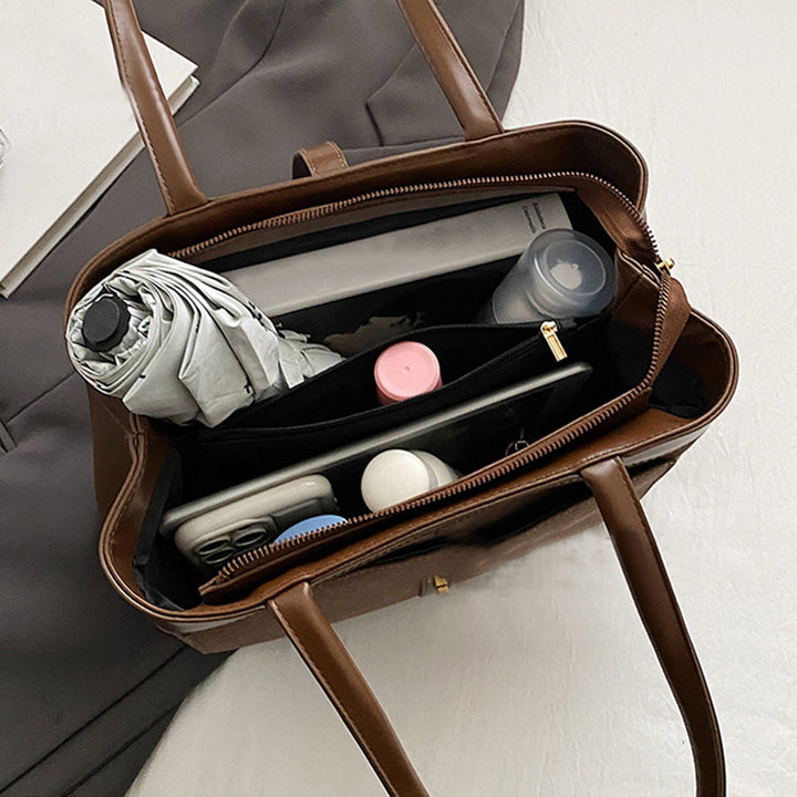Frosted Commuter Tote Minimalistische Unterarmtasche aus einfarbigem Leder