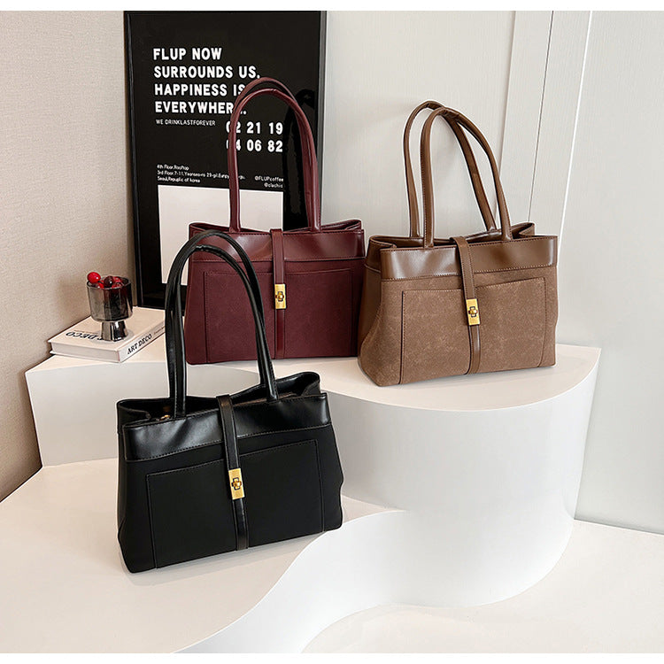 Frosted Commuter Tote Minimalistische Unterarmtasche aus einfarbigem Leder