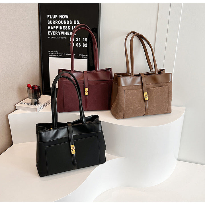Frosted Commuter Tote Minimalistische Unterarmtasche aus einfarbigem Leder