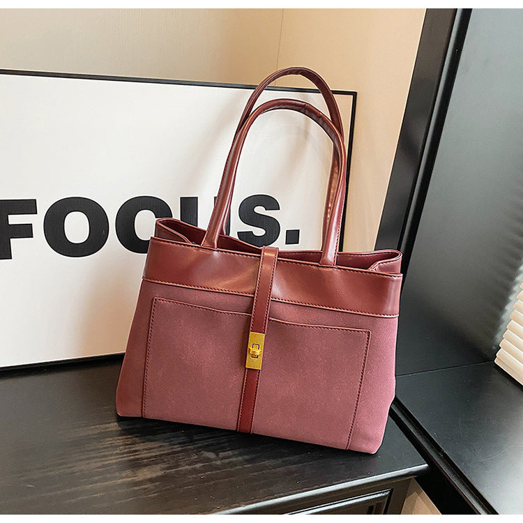 Frosted Commuter Tote Minimalistische Unterarmtasche aus einfarbigem Leder