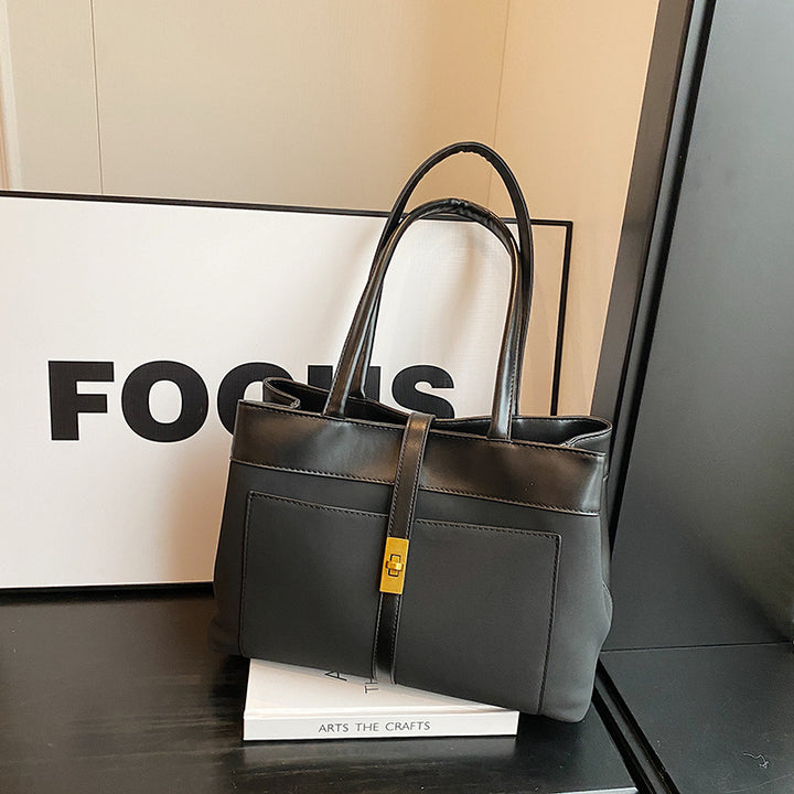 Frosted Commuter Tote Minimalistische Unterarmtasche aus einfarbigem Leder