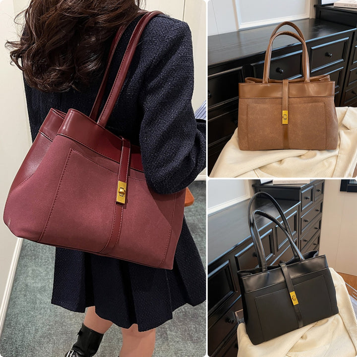 Frosted Commuter Tote Minimalistische Unterarmtasche aus einfarbigem Leder