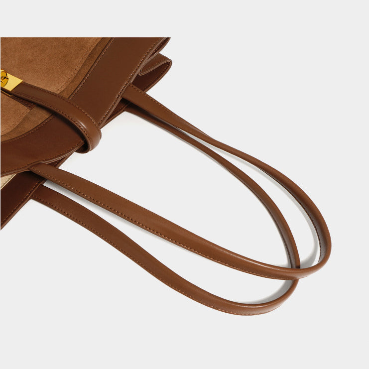 Frosted Commuter Tote Minimalistische Unterarmtasche aus einfarbigem Leder