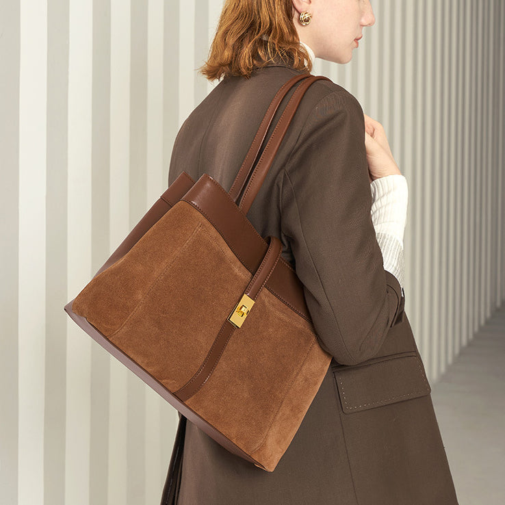 Frosted Commuter Tote Minimalistische Unterarmtasche aus einfarbigem Leder