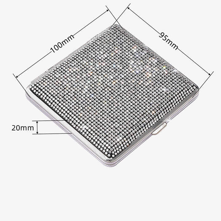 Tragbare funkelnde Zigarettenschachtel mit Diamantbesatz aus Metall für Damen
