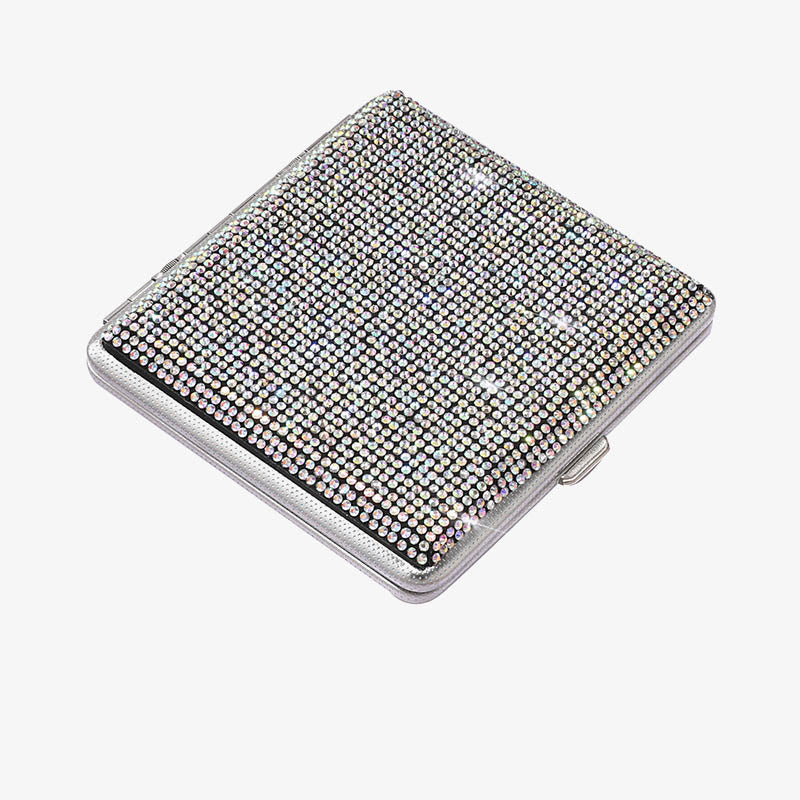 Tragbare funkelnde Zigarettenschachtel mit Diamantbesatz aus Metall für Damen