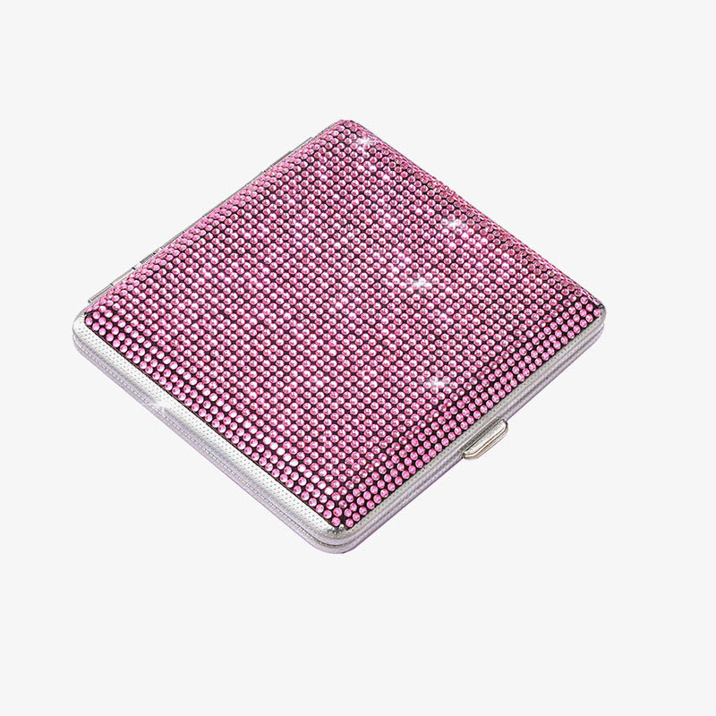 Tragbare funkelnde Zigarettenschachtel mit Diamantbesatz aus Metall für Damen