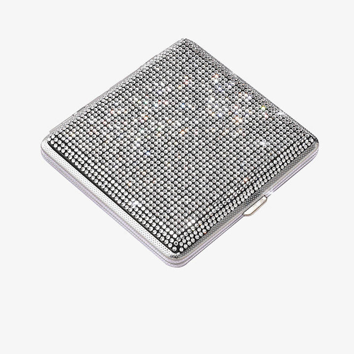 Tragbare funkelnde Zigarettenschachtel mit Diamantbesatz aus Metall für Damen