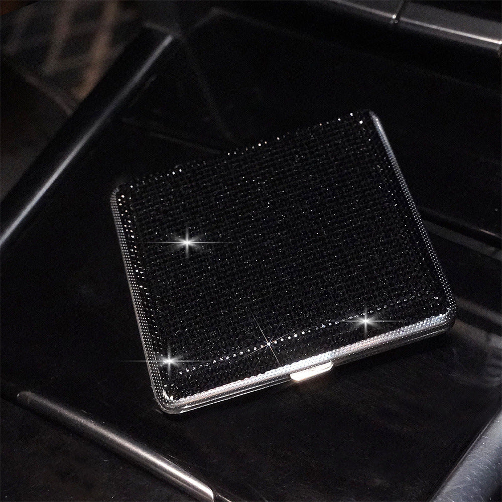 Tragbare funkelnde Zigarettenschachtel mit Diamantbesatz aus Metall für Damen