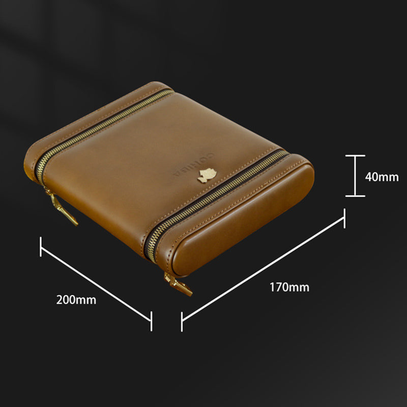 6-Finger-Humidor für Zigarren, Leder, Zedernholz, Zigarrennetui