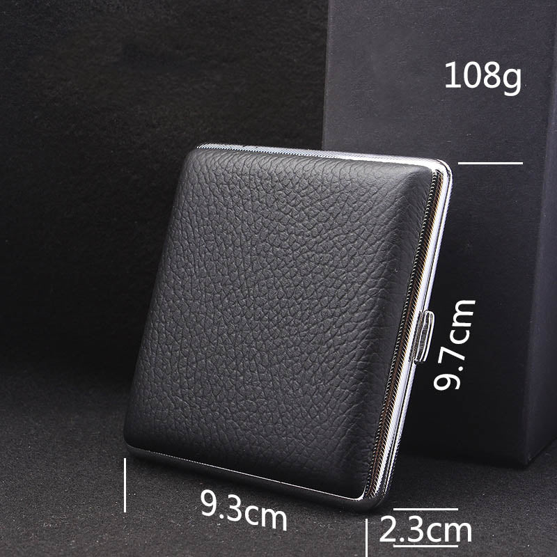 Edelstahl Zigarettenetui aus Leder für Männer Minimalistische einfarbige Box