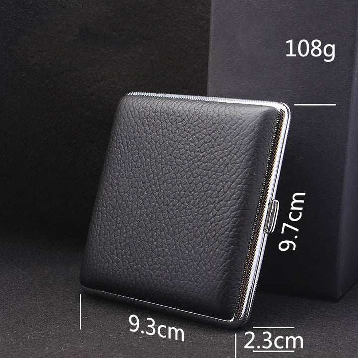 Edelstahl Zigarettenetui aus Leder für Männer Minimalistische einfarbige Box