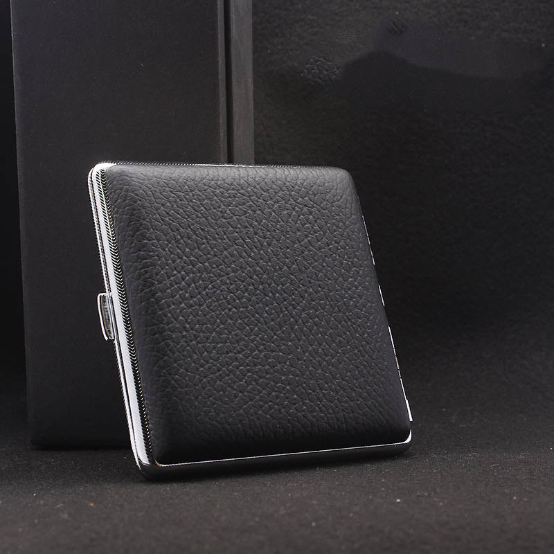 Edelstahl Zigarettenetui aus Leder für Männer Minimalistische einfarbige Box