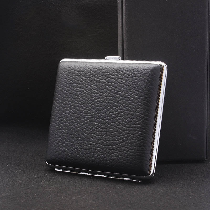 Edelstahl Zigarettenetui aus Leder für Männer Minimalistische einfarbige Box