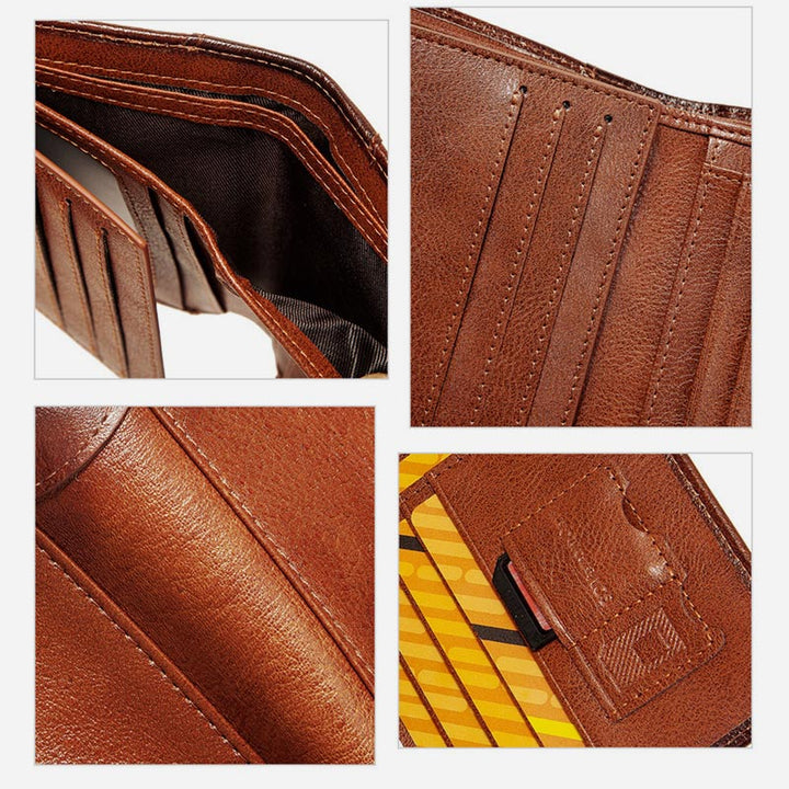 Ultradünne dreifach gefaltete Brieftasche für Männer mit RFID-Leder, kurze Geldbörse