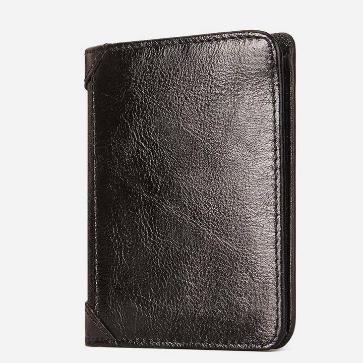 Ultradünne dreifach gefaltete Brieftasche für Männer mit RFID-Leder, kurze Geldbörse