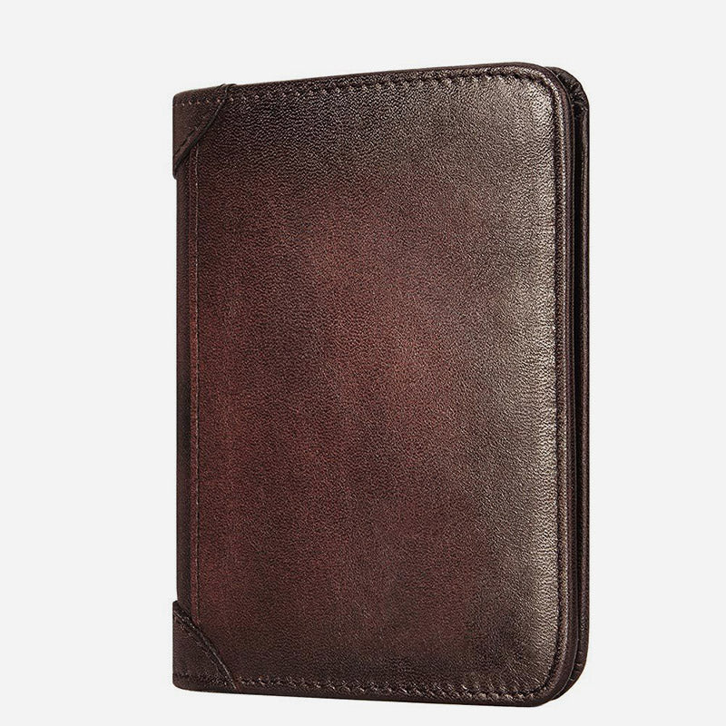 Ultradünne dreifach gefaltete Brieftasche für Männer mit RFID-Leder, kurze Geldbörse