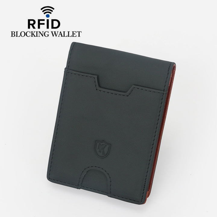 RFID-blockierende Geldbörse für Männer, schmale Geldklammer aus Leder