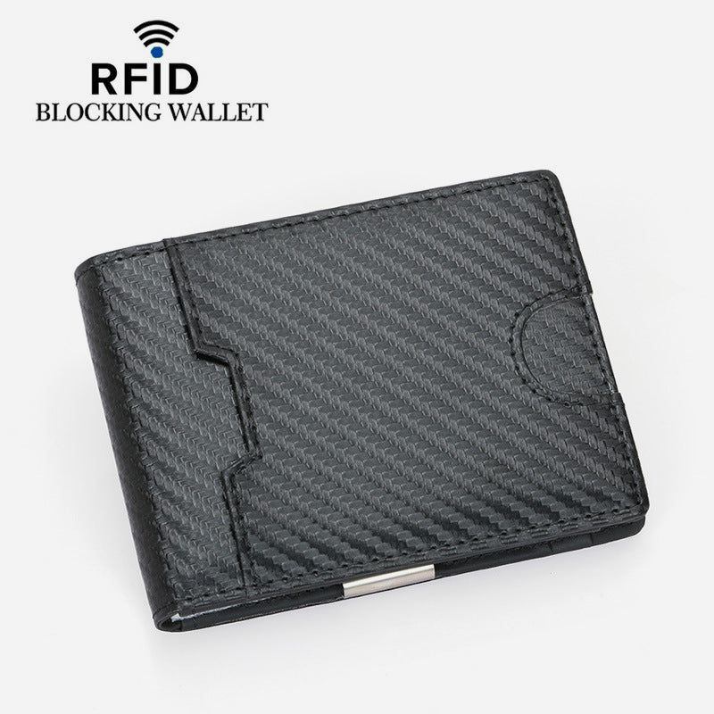 RFID-blockierende Geldbörse für Männer, schmale Geldklammer aus Leder